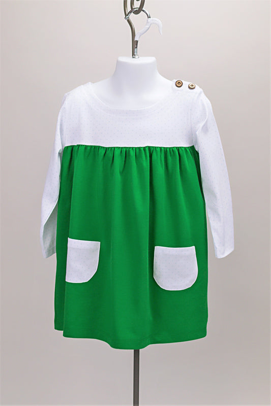 PIMA boatneck dress - blue bitty / green