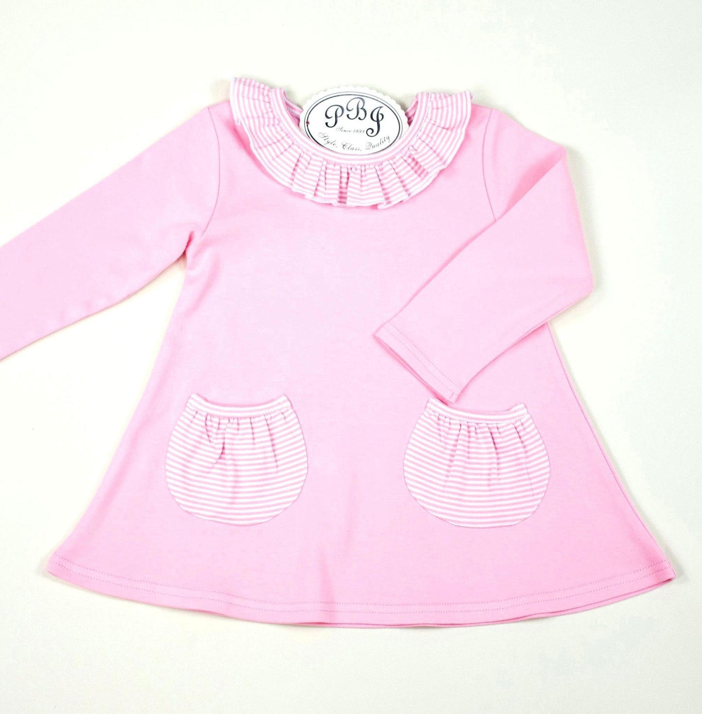 Swing top Pink w/ pink stripe pockets & ruffle !!
