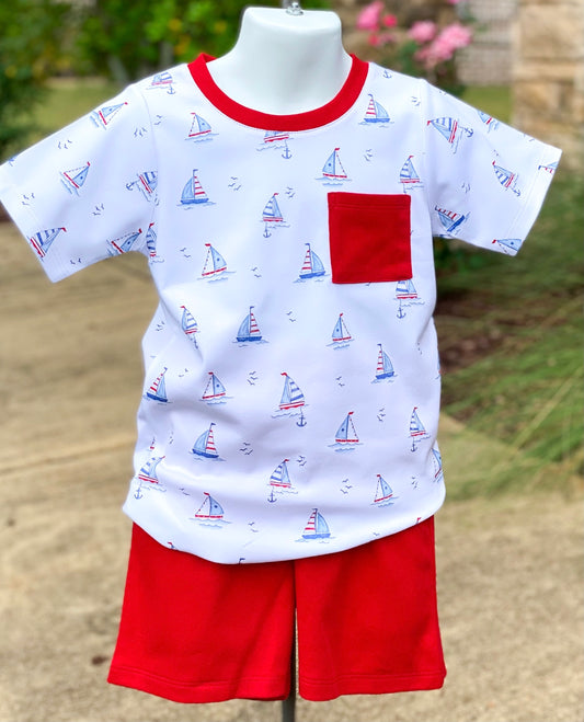 PIMA Sailboat pocket shirt/ shorts set