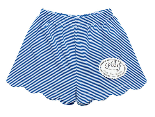 Knit scalloped shorts - Navy Stripe