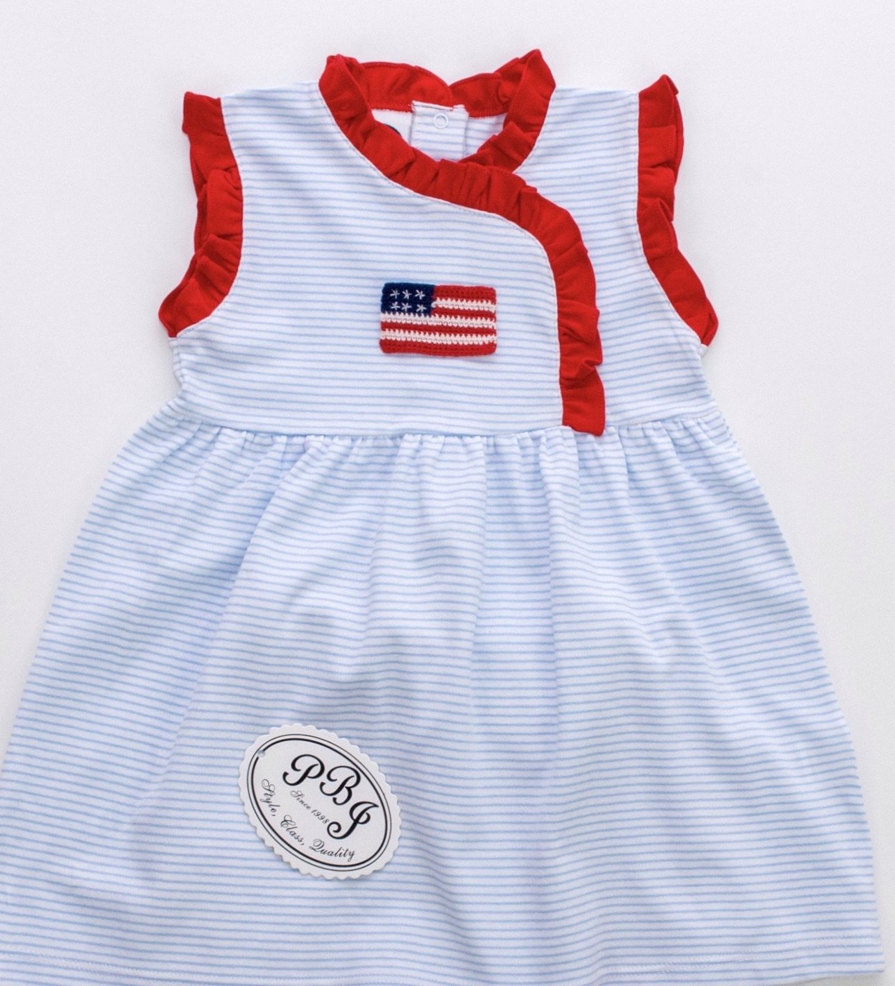 Pima Eloise Shorts set - blue stripes/ red
