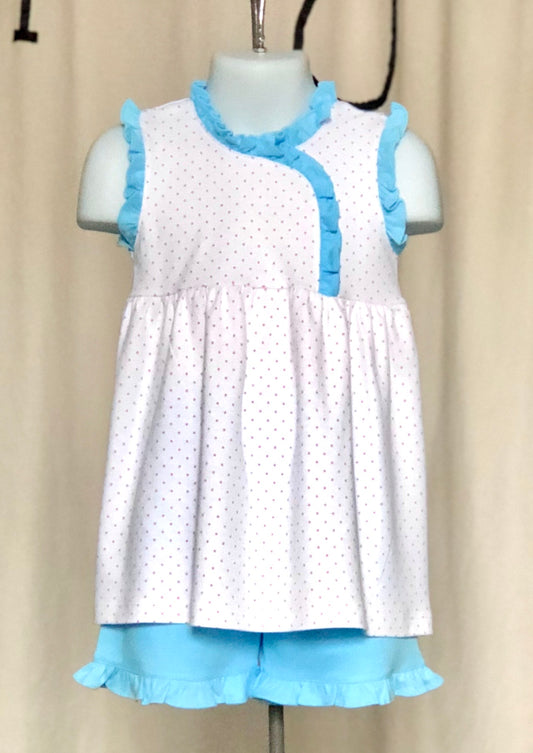 PIMA Eloise tunic set / ruffle shorts - Hot pink/ Turquoise