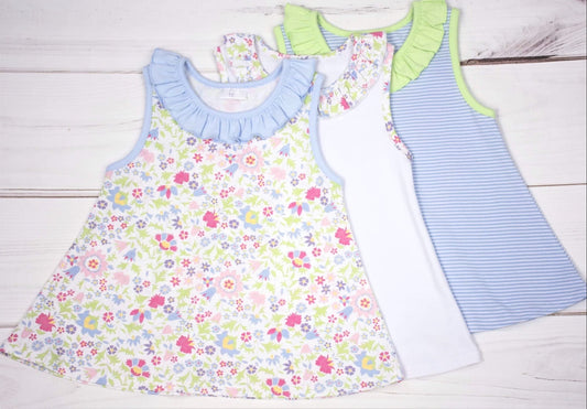 Sleeveless Swing Top with ruffle
