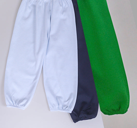 Pima elastic bubble pants/ Navy, Blue stripes, Green*