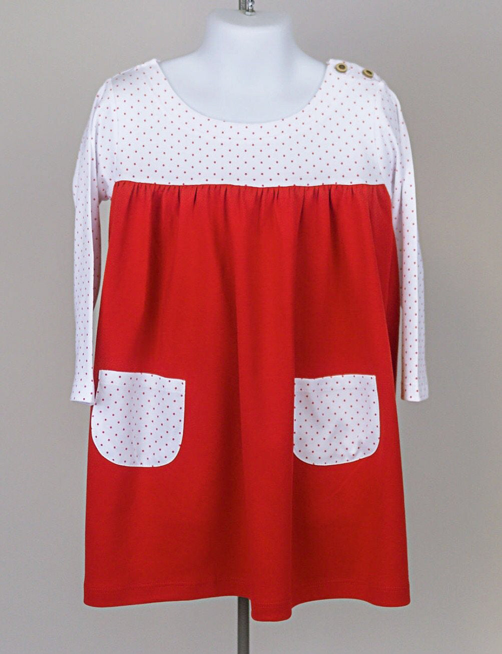 Pima boatneck dress - red bitty/ red*