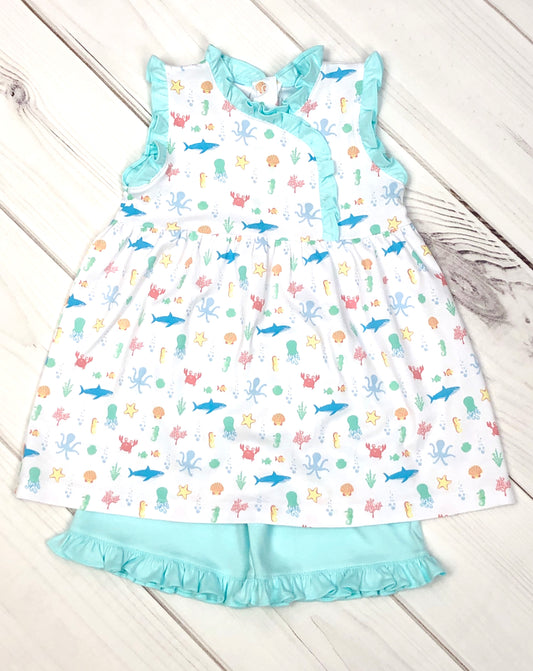 Pima Sea Animals/ Eloise tunic BLOOMERS set
