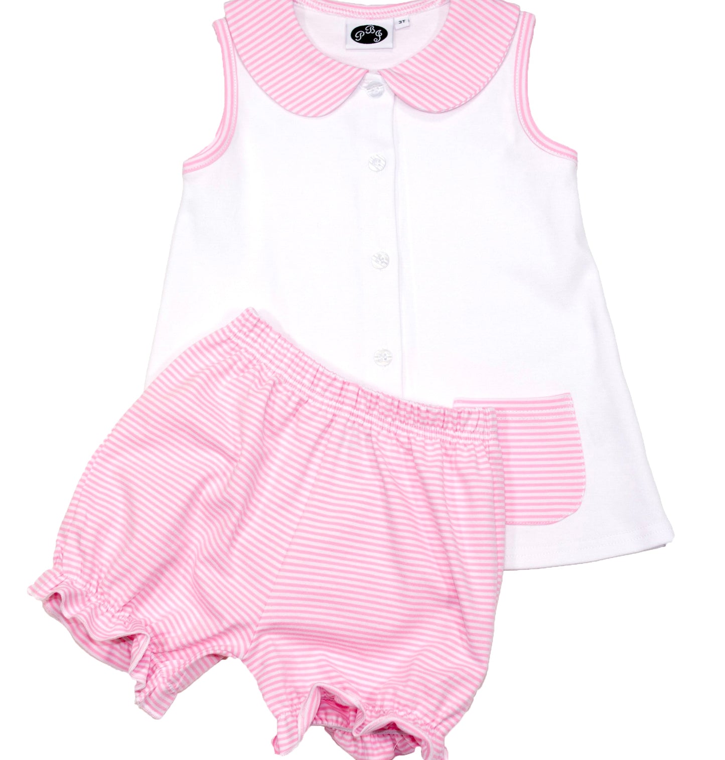 Alex top solid white with pink stripes