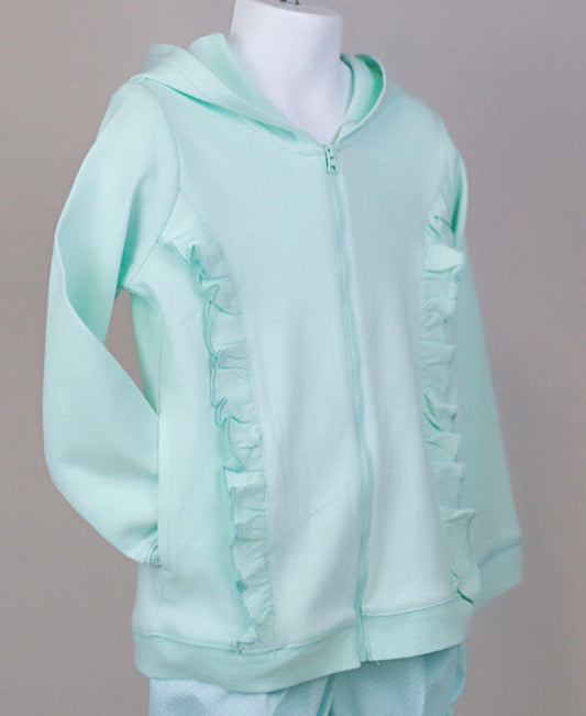 Mint ruffled hoodie jacket