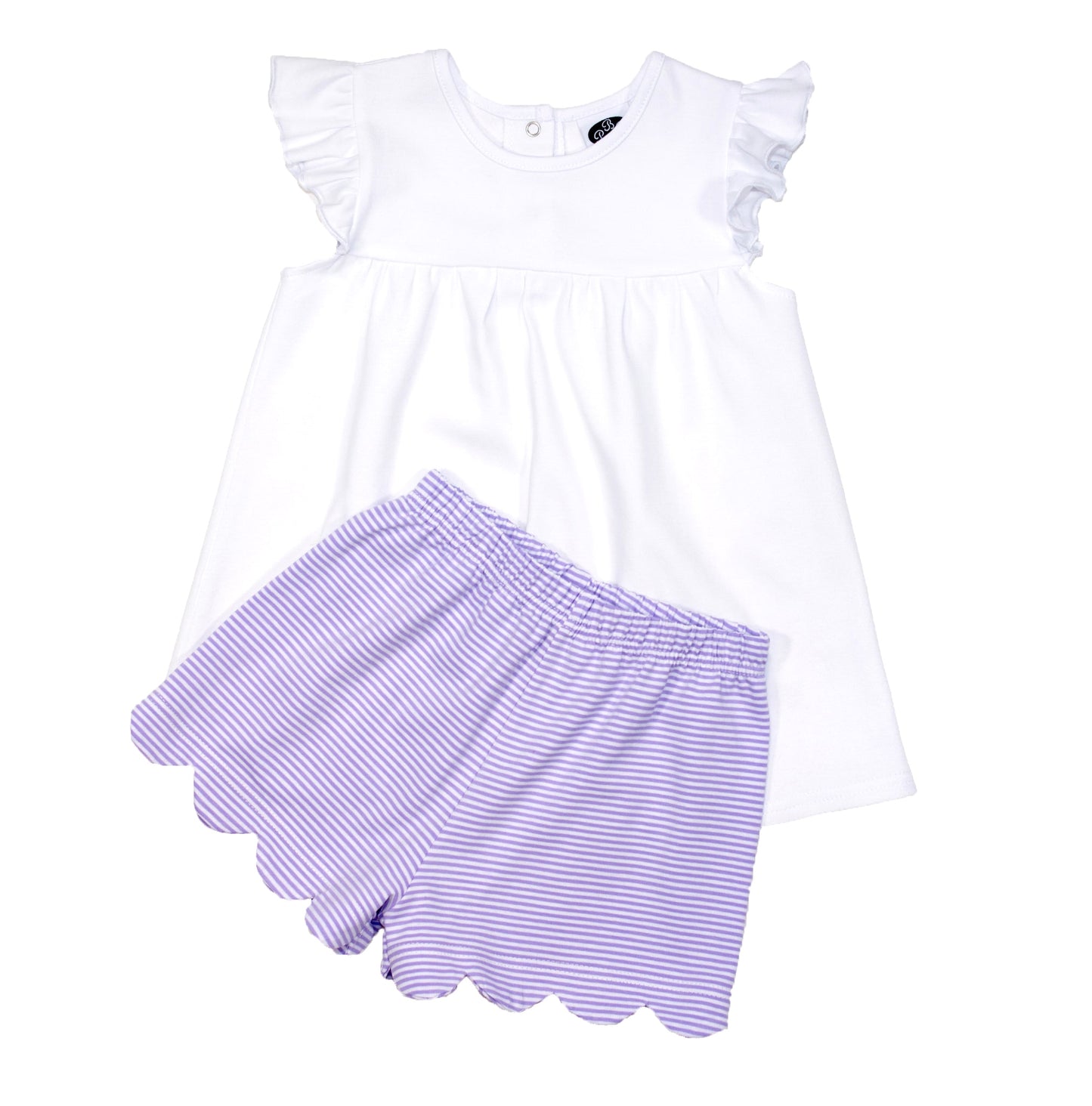 Lilac Stripe Scalloped shorts