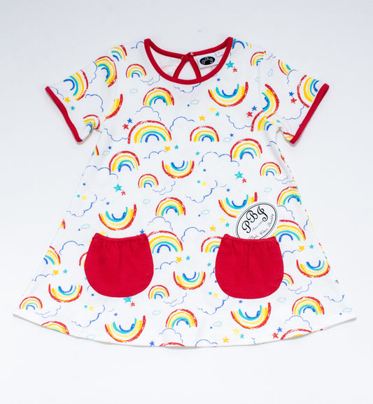 A-line dress w/ short sleeves - Rainbow*