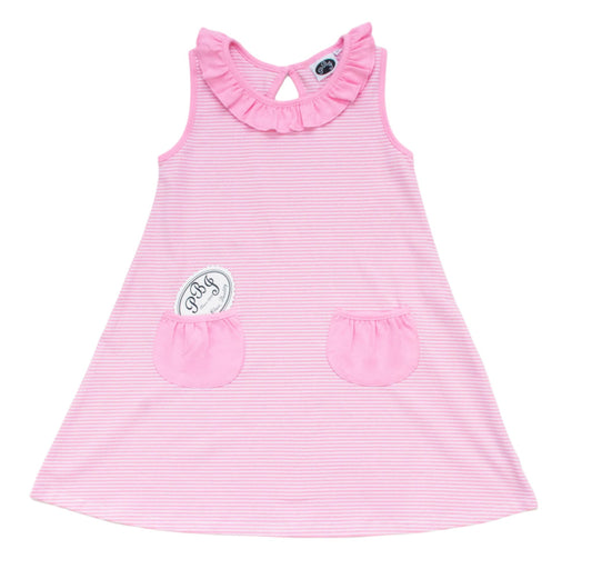 Pink stripes Swing dress sleeveless w/pockets