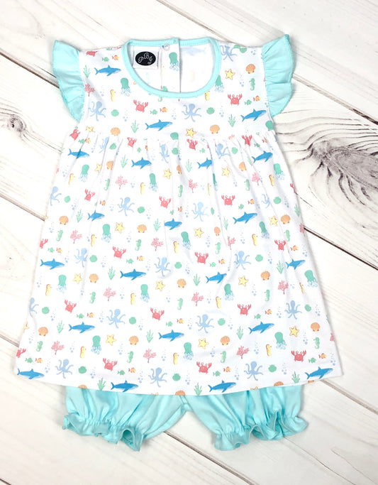 PIMA Sea Animals/ Girl bloomers diaper set